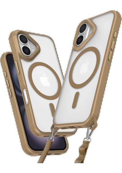 Newface iPhone 16 Plus Kılıf Enka Magsafe Silikon Kılıf - Desert