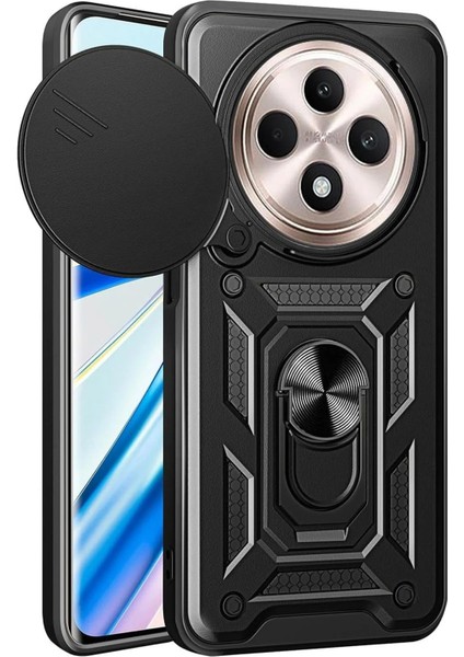 Newface Xiaomi Redmi 14C Kılıf Pars Lens Yüzüklü Silikon - Siyah