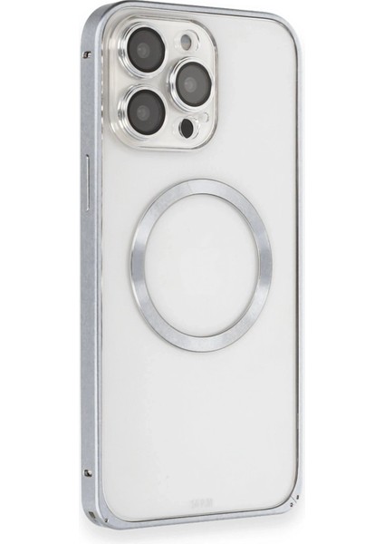 Joko iPhone 15 Pro Max Kılıf Metal Bumper Magneticsafe Kapak - Gri