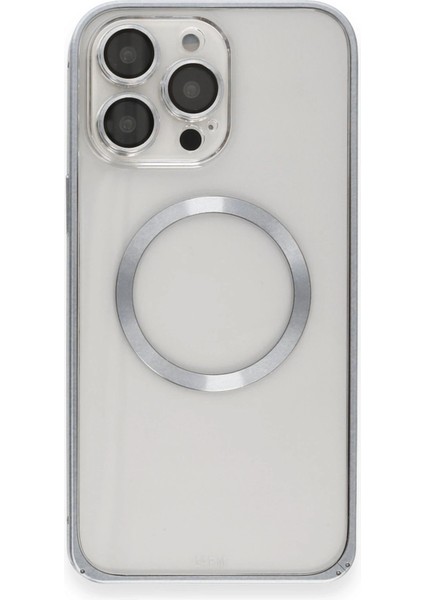 Joko iPhone 15 Pro Max Kılıf Metal Bumper Magneticsafe Kapak - Gri