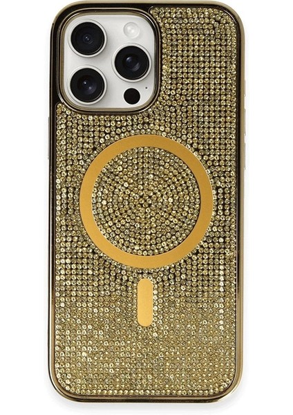Newface iPhone 16 Pro Max Kılıf Diamond Magsafe Kapak - Gold
