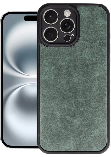 Newface iPhone 16 Pro Max Kılıf Aras Deri Kapak - Koyu Yeşil