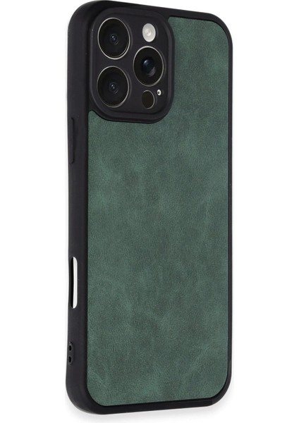 Newface iPhone 16 Pro Max Kılıf Aras Deri Kapak - Koyu Yeşil