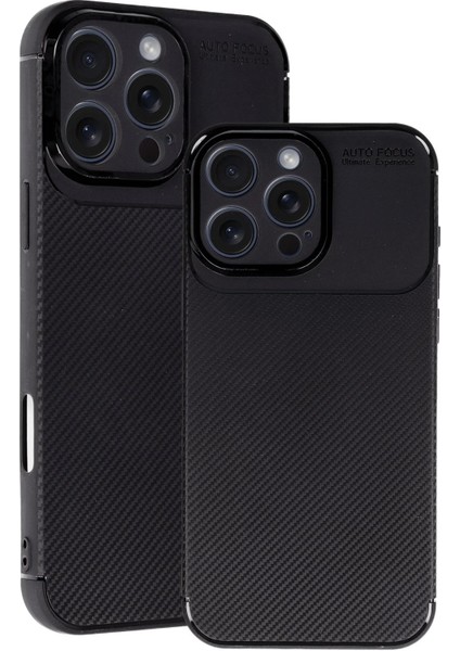 Newface iPhone 16 Pro Max Kılıf Auto Focus Karbon Kapak - Siyah