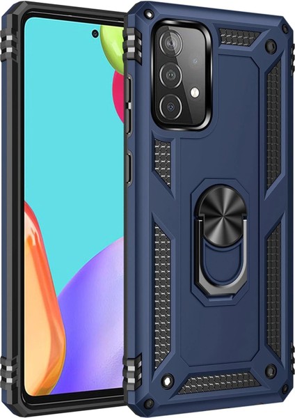 Newface Samsung Galaxy A52 Kılıf Sofya Yüzüklü Silikon Kapak - Lacivert