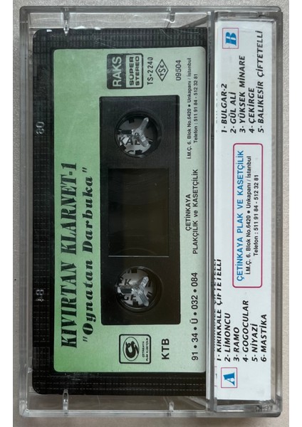 Kıvırtan Klarnet 1 Oynatan Darbuka Kaset (Orjnal Dönem Kağıt Baskı Kaset) fiyatları