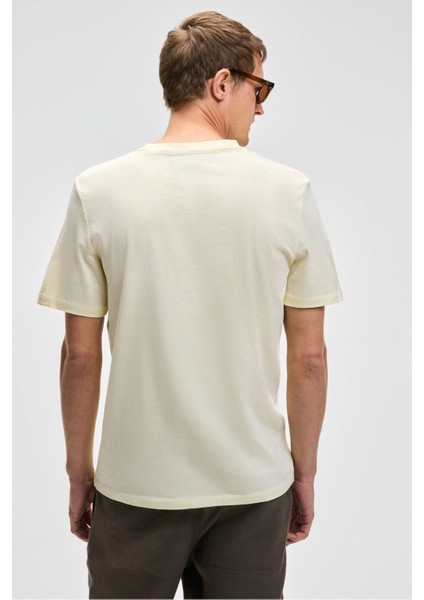 Mocassın Erkek %100 Pamuk Relaxed Fit Yuvarlak Yaka Kısa Kollu Sarı T-shirt