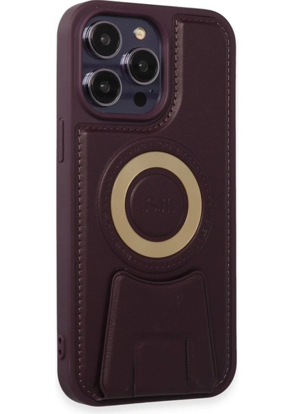 Newface iPhone 14 Pro Kılıf Merkür Magneticsafe Standlı Kapak - Derin Mor