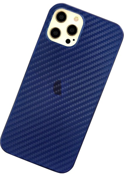 Newface iPhone 12 Pro Max Kılıf Karbon Pp Silikon - Mavi