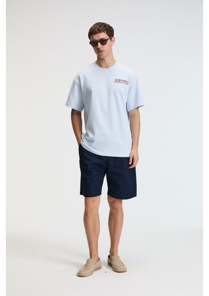 YUM Erkek Oversize Baskılı Yuvarlak Yaka Mavi T-Shirt indirimleri