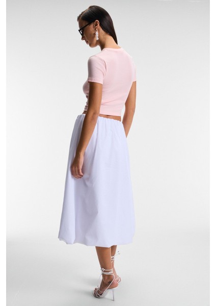 VELINA Kadın Bisiklet Yaka Kısa Kollu Önü Baskılı Slim Pembe T-Shirt indirimleri