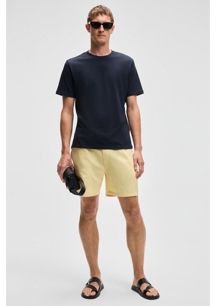 Mocassın Erkek %100 Pamuk Relaxed Fit Yuvarlak Yaka Kısa Kollu Lacivert T-shirt