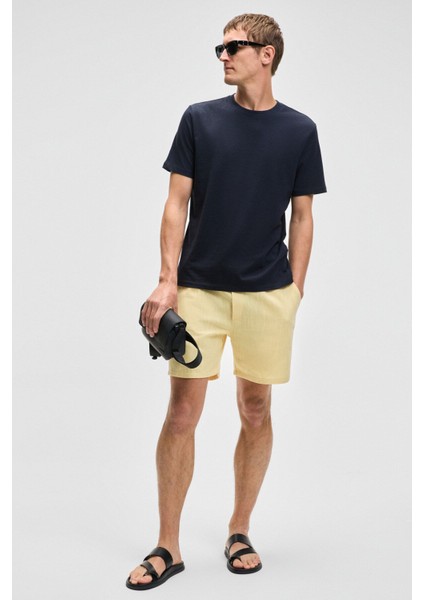 Mocassın Erkek %100 Pamuk Relaxed Fit Yuvarlak Yaka Kısa Kollu Lacivert T-shirt