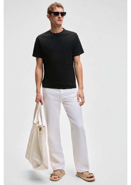 Mocassın Erkek %100 Pamuk Relaxed Fit Yuvarlak Yaka Kısa Kollu Siyah T-shirt