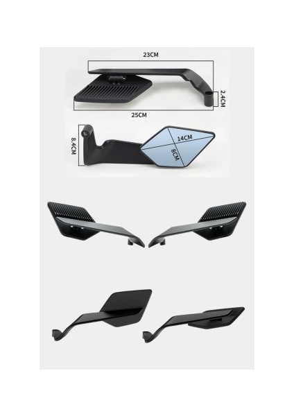 Ae-60 Motosiklet Ayna Motor Ayna Scooter Ayna Naked Ayna Motosiklet Spor Yan Ayna Geniş Görüş Açılı