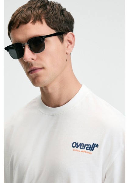 FEAST Erkek %100 Pamuk Oversize Fit Baskılı Kısa Kollu Yuvarlak Yakalı Ekru T-Shirt fırsatları