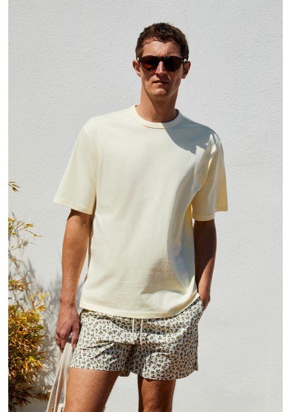 CATWALK Erkek %100 Pamuk Regular Fit Sarı T-Shirt