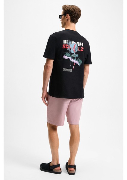 BELLO Erkek %100 Organik Pamuk Bisiklet Yaka Kısa Kol Siyah T-Shirt