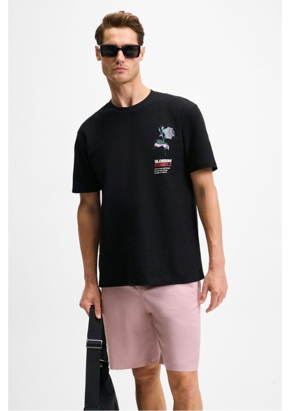 BELLO Erkek %100 Organik Pamuk Bisiklet Yaka Kısa Kol Siyah T-Shirt fiyatları