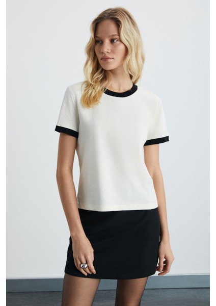 ASHLEY Kadın Ekru T-Shirt