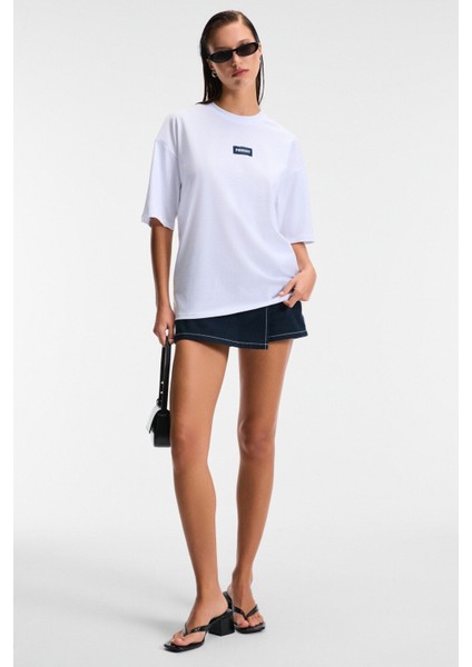 ZEYLINA Kadın %100 Pamuk Baskılı Regular Fit Kısa Kollu Bisiklet Yaka Beyaz T-Shirt indirimleri