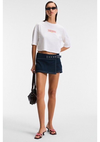 ORELZA Kadın %100 Pamuk Baskılı Yuvarlak Yaka Oversize Fit Ekru T-Shirt modelleri