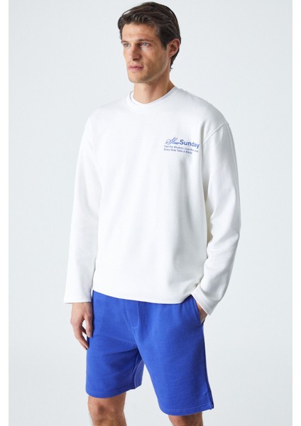 Slowsunday Erkek Baskı Detaylı Comfort Fit Bisiklet Yaka Ekru T-Shirt fiyatları
