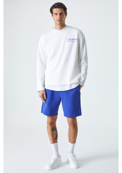 Slowsunday Erkek Baskı Detaylı Comfort Fit Bisiklet Yaka Ekru T-Shirt modelleri
