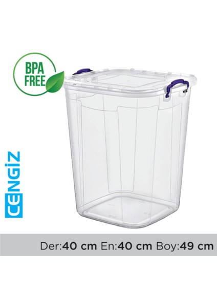 Saklama Kutusu Kare Multibox Şeffaf 50 Lt.