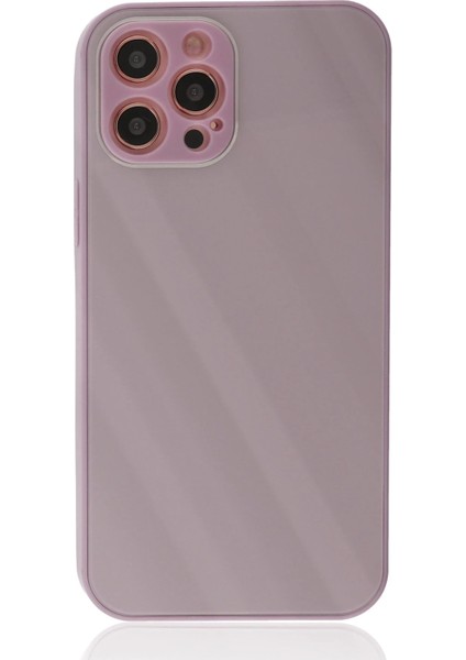 Newface iPhone 12 Pro Max Kılıf Glass Kapak - Mor