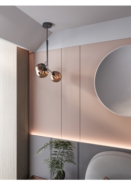 Luno 3 White Antique – Siyah Gövdeli Bal Rengi Camlı 3’lü Sarkıt Avize (60 Cm) fiyatları