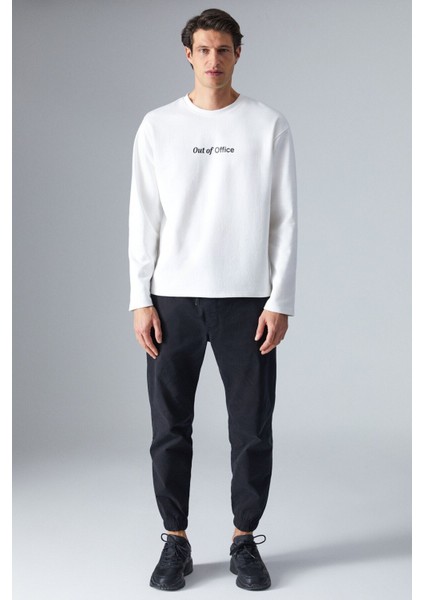Outoffıce Erkek Baksı Detaylı Comfort Fit Bisiklet Yakalı Ekru T-Shirt modelleri