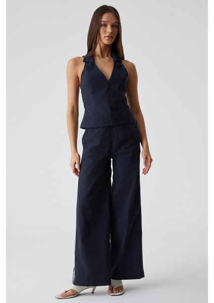 LIMBER Kadın Apaj Yaka Kolsuz Slim Fermuarlı Lacivert Büstiyer fiyatları