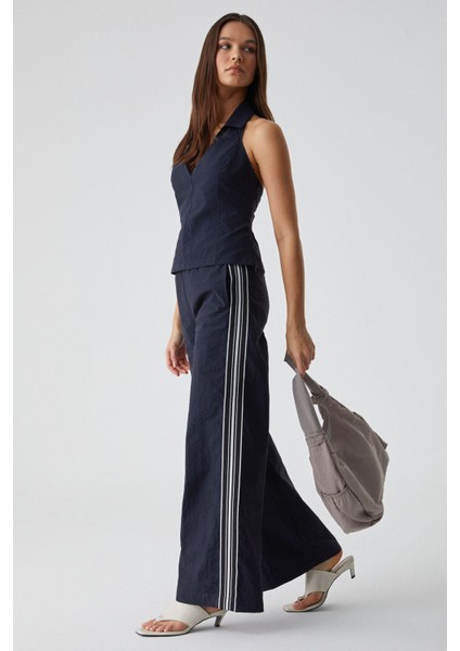 LIMBER Kadın Apaj Yaka Kolsuz Slim Fermuarlı Lacivert Büstiyer indirimleri