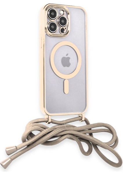 Newface iPhone 12 Pro Kılıf Divo Lazer Askılı Magsafe Kapak - Gold