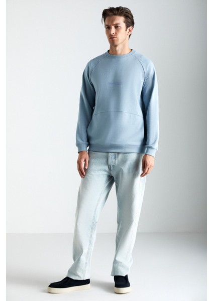 NARON Erkek Pamuk-Polyester Mavi Sweatshirt fiyatları