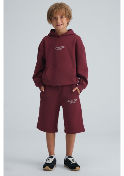 Zvonko Erkek Çocuk %100m Pamuk Kapüşonlu Lastikli Bel Bordo Alt-üst Takım modelleri