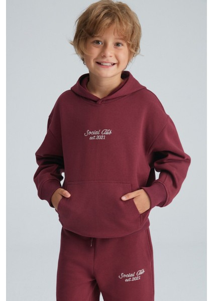 Zvonko Erkek Çocuk %100m Pamuk Kapüşonlu Lastikli Bel Bordo Alt-üst Takım fırsatları