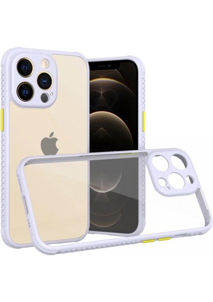 Newface iPhone 13 Pro Kılıf Miami Şeffaf Silikon - Lila
