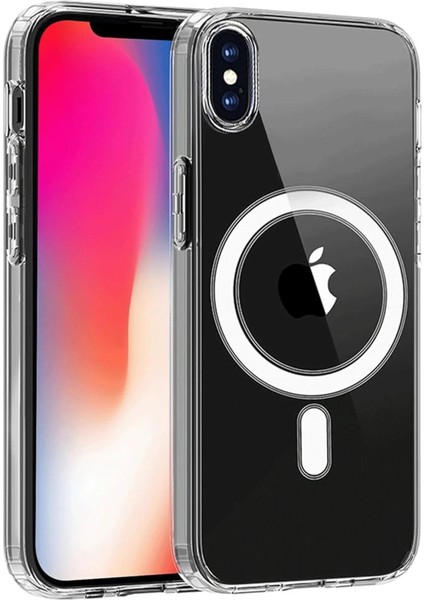 Newface iPhone x Kılıf Magneticsafe Şeffaf Silikon - Şeffaf
