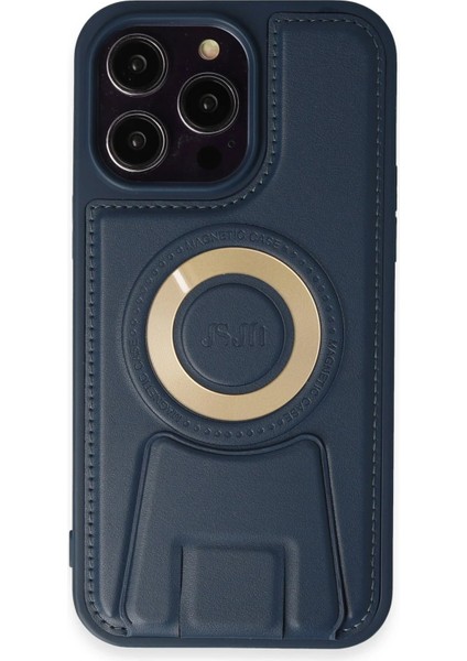 Newface iPhone 13 Pro Max Kılıf Merkür Magneticsafe Standlı Kapak - Lacivert