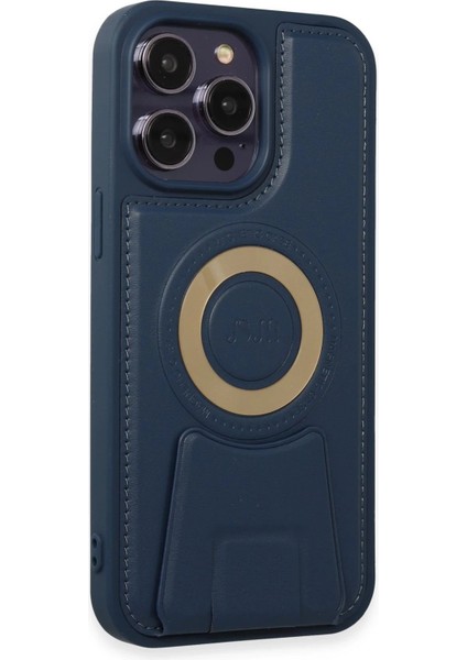 Newface iPhone 13 Pro Max Kılıf Merkür Magneticsafe Standlı Kapak - Lacivert