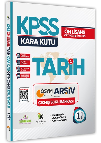 Kpss Ön Lisans-Ortaöğretim Tarih Kara Kutu 1. Cilt Çıkmış Soru Bankası Konu Özetli Dijital Çözümlü