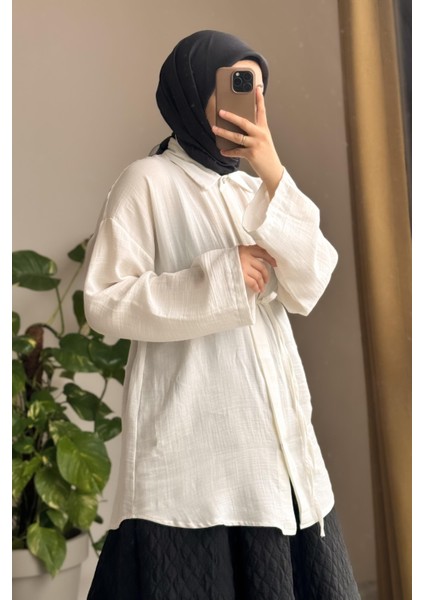 Classic Müslin Gömlek-Ekru
