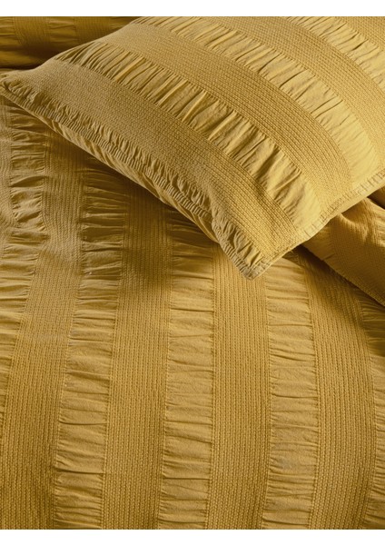 Seersucker Vogue Çift Kişilik Nevresim Takımı Hardal Kutulu modelleri