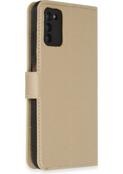 Newface Samsung Galaxy A03S Kılıf Trend S Plus Kapaklı Kılıf - Gold