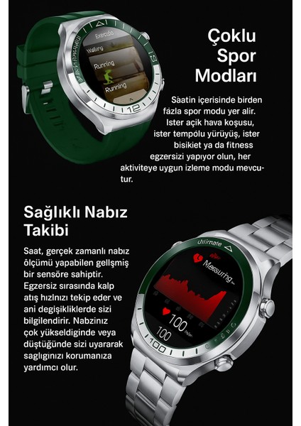 Metal Kasa Akilli Saat – Bluetooth Arama, Amoled Ekran, Spor Modu, Nabiz Takibi Tüm Telefonlara Uyumlu