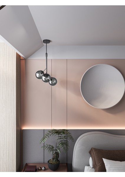 Luno 3 White Antique – Siyah Gövdeli Füme Camlı 3’lü Sarkıt Avize (60 Cm) fiyatları