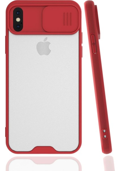 Newface iPhone x Kılıf Platin Kamera Koruma Silikon - Kırmızı