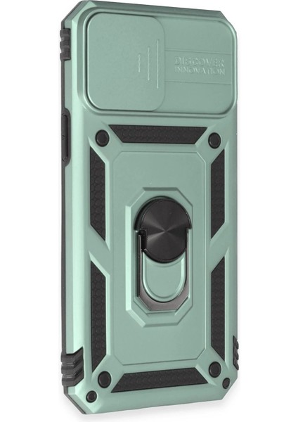 Newface iPhone 12 Pro Max Kılıf Pars Lens Yüzüklü Silikon - Yeşil